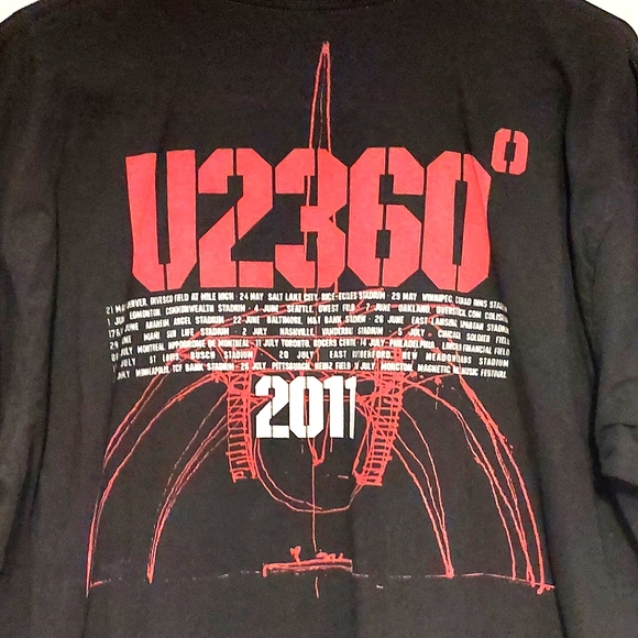 2011 U2 360° Tour Unisex Black Short Sleeved Graphic Band T-shirt EUC Size 2X - Picture 8 of 10